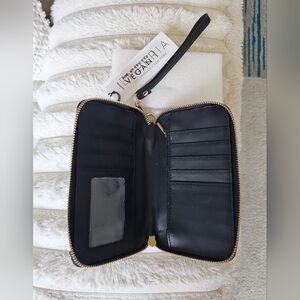 Black Wallet Wristlet/Crossbody with Gold Zipper 7x4